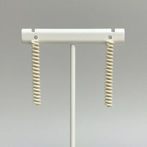 Vintage Metal Coil Pierced Earrings Ivory